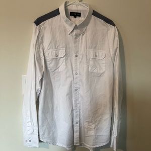 Five Four white/navy shoulder detail button-down L